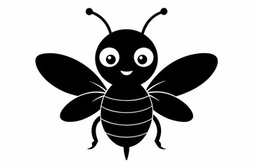 black and white Bee silhouette, bee vector illustration, bee silhouette, animal silhouette isolated vector Illustration, png, Funny cute bee, Jumping cartoon bees