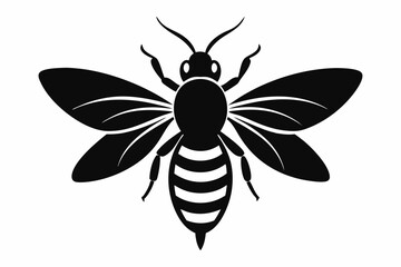 black and white Bee silhouette, bee vector illustration, bee silhouette, animal silhouette isolated vector Illustration, png, Funny cute bee, Jumping cartoon bees