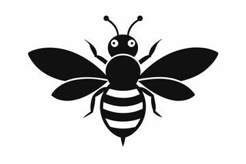 black and white Bee silhouette, bee vector illustration, bee silhouette, animal silhouette isolated vector Illustration, png, Funny cute bee, Jumping cartoon bees