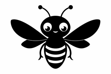 black and white Bee silhouette, bee vector illustration, bee silhouette, animal silhouette isolated vector Illustration, png, Funny cute bee, Jumping cartoon bees