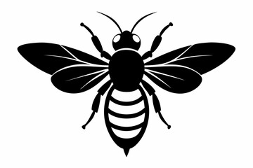 black and white Bee silhouette, bee vector illustration, bee silhouette, animal silhouette isolated vector Illustration, png, Funny cute bee, Jumping cartoon bees