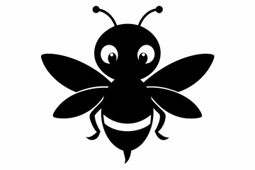 black and white Bee silhouette, bee vector illustration, bee silhouette, animal silhouette isolated vector Illustration, png, Funny cute bee, Jumping cartoon bees
