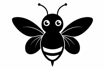 black and white Bee silhouette, bee vector illustration, bee silhouette, animal silhouette isolated vector Illustration, png, Funny cute bee, Jumping cartoon bees