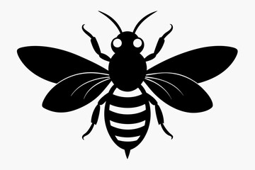 black and white Bee silhouette, bee vector illustration, bee silhouette, animal silhouette isolated vector Illustration, png, Funny cute bee, Jumping cartoon bees