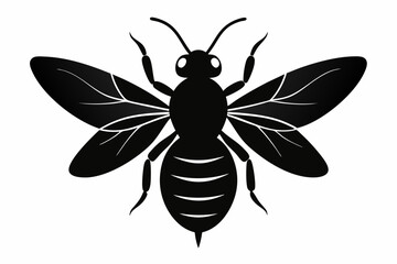 black and white Bee silhouette, bee vector illustration, bee silhouette, animal silhouette isolated vector Illustration, png, Funny cute bee, Jumping cartoon bees