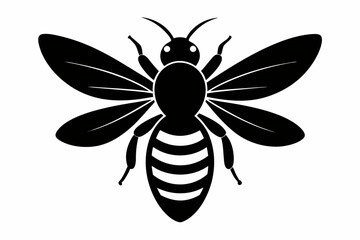 black and white Bee silhouette, bee vector illustration, bee silhouette, animal silhouette isolated vector Illustration, png, Funny cute bee, Jumping cartoon bees