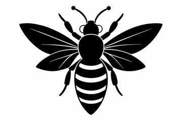 black and white Bee silhouette, bee vector illustration, bee silhouette, animal silhouette isolated vector Illustration, png, Funny cute bee, Jumping cartoon bees