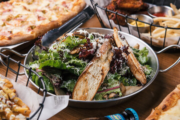 a plate of American salad food styling 