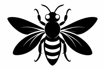 black and white Bee silhouette, bee vector illustration, bee silhouette, animal silhouette isolated vector Illustration, png, Funny cute bee, Jumping cartoon bees