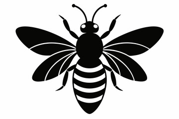 black and white Bee silhouette, bee vector illustration, bee silhouette, animal silhouette isolated vector Illustration, png, Funny cute bee, Jumping cartoon bees