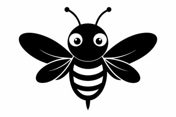 black and white Bee silhouette, bee vector illustration, bee silhouette, animal silhouette isolated vector Illustration, png, Funny cute bee, Jumping cartoon bees