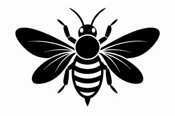 black and white Bee silhouette, bee vector illustration, bee silhouette, animal silhouette isolated vector Illustration, png, Funny cute bee, Jumping cartoon bees