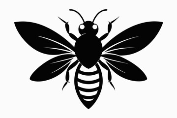 black and white Bee silhouette, bee vector illustration, bee silhouette, animal silhouette isolated vector Illustration, png, Funny cute bee, Jumping cartoon bees