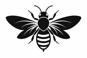 black and white Bee silhouette, bee vector illustration, bee silhouette, animal silhouette isolated vector Illustration, png, Funny cute bee, Jumping cartoon bees