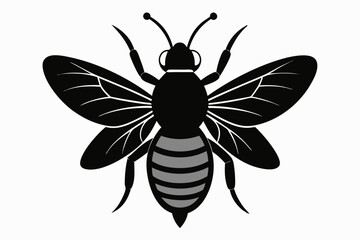 black and white Bee silhouette, bee vector illustration, bee silhouette, animal silhouette isolated vector Illustration, png, Funny cute bee, Jumping cartoon bees