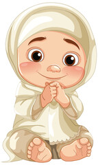 Cute baby girl in traditional Muslim attire
