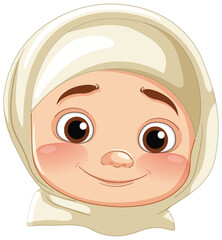 Cute baby girl wearing a white hijab