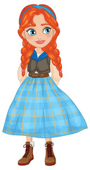 Fototapeta premium Smiling girl with braids and blue dress
