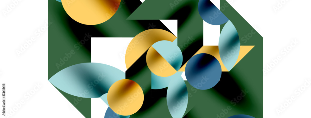 Wall mural circle pattern, round elements with lines and arrows composition for wallpaper, banner, background o