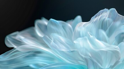 Minimalist X-ray close-up of translucent chrysanthemum petals, frosted glass backdrop, dramatic lighting against dark backdrop, showcasing bold colors and dynamic forms.