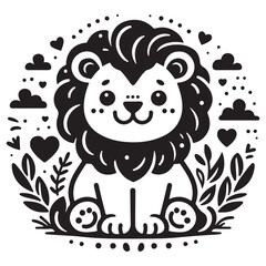 Lion silhouette vector and icon