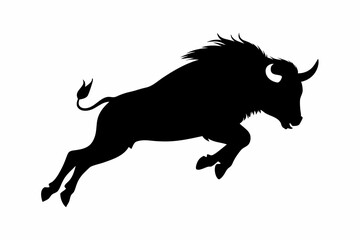 silhouette of a bull, bison vector illustration, bison silhouette, animal silhouette isolated vector Illustration, png, Funny cute bison, Jumping cartoon bisons