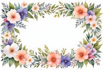 Watercolor botanical flowers background 