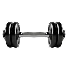 Naklejka premium Black dumbbell with textured grip and round weights on transparent background clipart