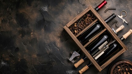 Obraz premium Wine Bottles in Wooden Crate