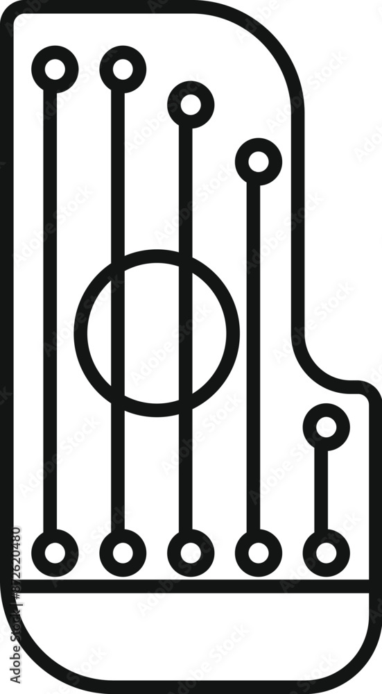 Poster line art icon of a sound card chipset, symbolizing audio engineering and digital sound processing