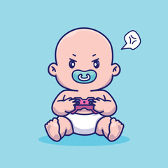Cute Baby Gaming Cartoon Vector Icon Illustration. People
Technology Icon Concept Isolated Premium Vector. Flat
Cartoon Style