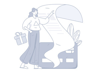 Credit card bill character flat vector concept operation hand drawn illustration
