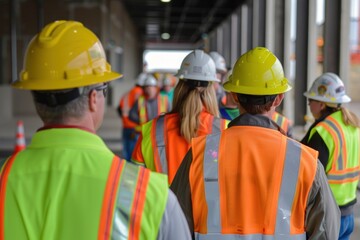 Construction Team Engaged in Comprehensive Workplace Safety Training Session, Focused on Hazard Prevention and Employee Safety Protocols