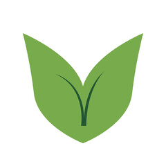 Organic food. Leaf with fork and spoon icon flat style isolated on white background. Vector illustration