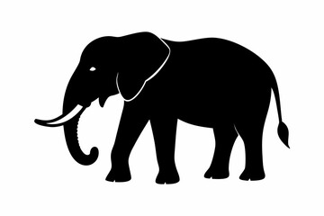 Fototapeta premium elephant isolated on white, elephant vector illustration, elephant silhouette, animal silhouette isolated vector Illustration, png, Funny cute elephant, Jumping cartoon elephants 