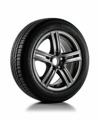 New Car Tire Isolated on White
