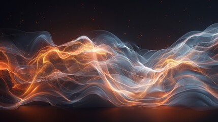 Obraz premium Abstract swirling orange and white light waves art