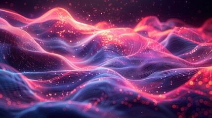 Fototapeta premium Radiant wave patterns with vibrant pink and blue hues