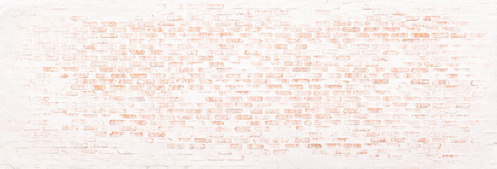 White brick wall background. old masonry texture with rubbed paint