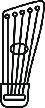 Outline of ancient kannel standing on white background, stringed plucked musical instrument with resonator body