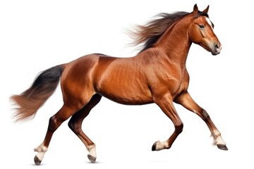 Obraz premium Galloping Chestnut Horse Isolated on White