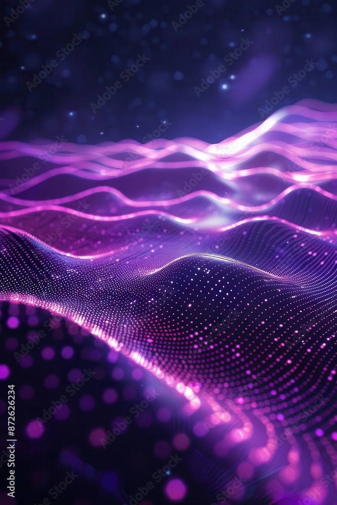 Aufkleber abstract digital landscape with neon lines and ample space for text, ideal for futuristic and tech t