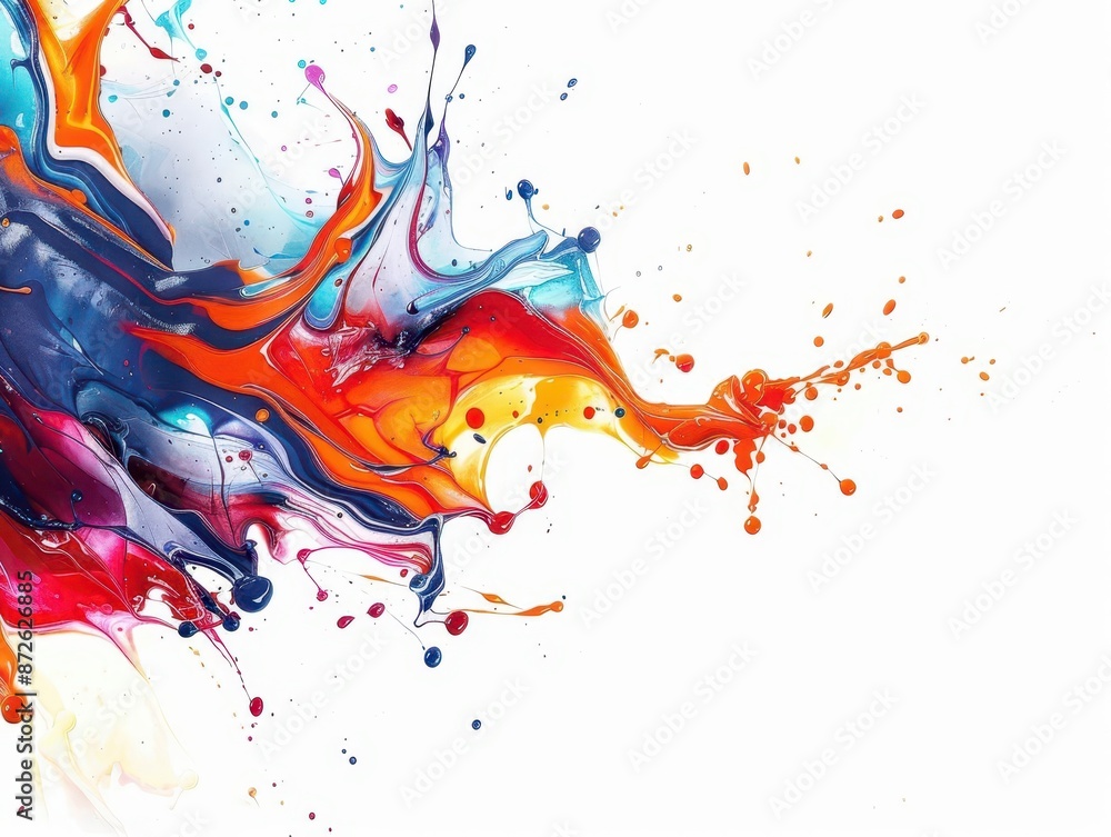 Poster abstract splash of vibrant paint with ample space for text, perfect for artistic and imaginative con
