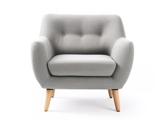 Modern Gray Armchair on White Background