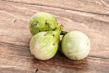 Raw green round eggplant vegetable