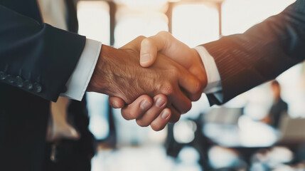 Business handshake with partners. Greeting. Contact. Continue cross networking, teamwork and communication linked to successful business.