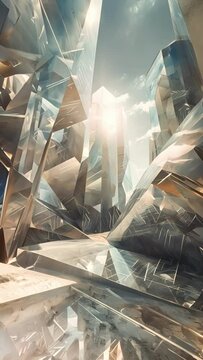 Intersecting prisms creating an otherworldly Escheresque landscape.