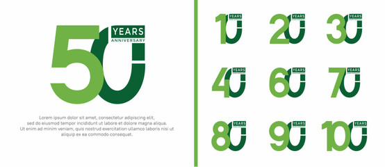 anniversary logo style set with green color can be use for celebration moment