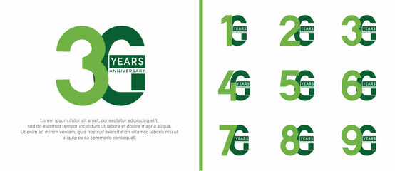 anniversary logo style set with green color can be use for celebration moment