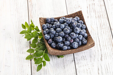 Ripe sweet blueberry in the bowl
